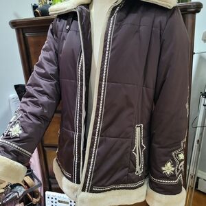 Bogner Dark Brown Ski Jacket with Cream Accents